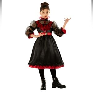 Goth Victorian Red and Black Vampiress Costume Halloween Kids Sz L 10-12 yrs NEW